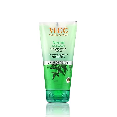 VLCC Neem Face Wash with Chamomile & Tea Tree | Anti-Acne Facial Cleanser with Soothing Properties | 5.07 Fl Oz/150 ml (Pack of 2)