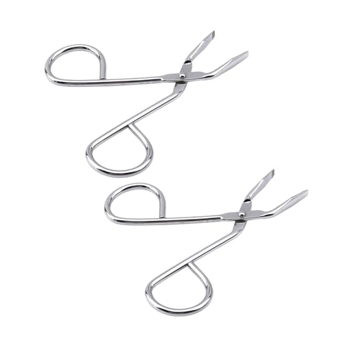 2Pcs Silver Stainless Steel Eyebrow Scissors Tweezers,Elbow Pliers Clip Scissors,Flat Tip Hair Plucker Hair Removal Tweezers, Shave and Hair Removal