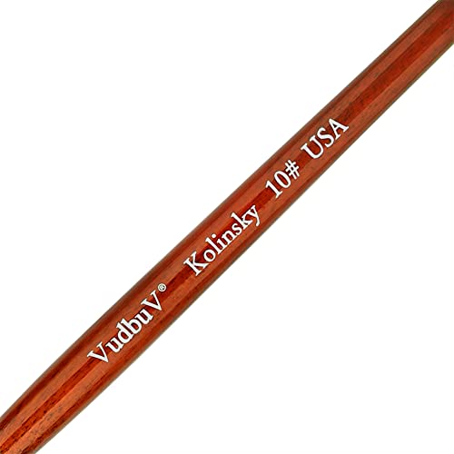 HOFASON 100% Pure Kolinsky Acrylic Nail Brush, Upscale Professional Kolinsky Sable Hair Acrylic Brush with Nature Red Wood Handle (Size 10)