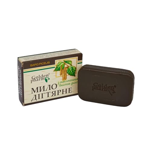Birch Tar Soap Bar, Face & Body, Cleansing Bar with Glycerin & Kaolin 70g