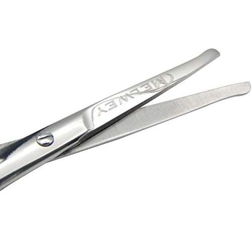 Rounded Stainless Steel Small Facial Hair Scissors, 3.7 Inches - Rounded Tip Scissors for Nose Hair, Mustache, Beard, Eyebrows, Eyelashes & Baby Nails