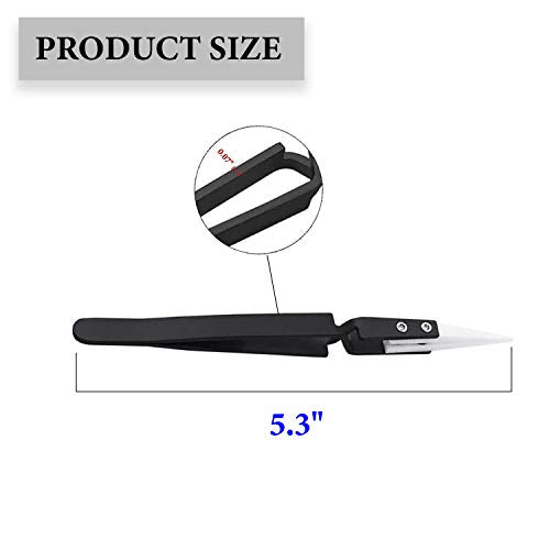 Precision Tweezers Reverse Ceramic Tweezers 3 PCS Electronic Tweezers, Soldering Hot Tweezers Self Locking Tweezers with Ceramic Tips-UY3