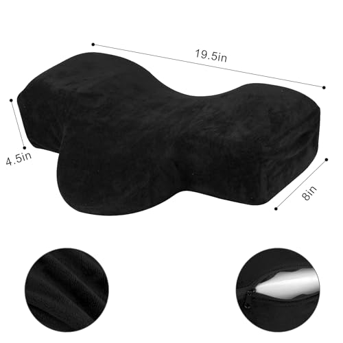 IMENE Lash Pillow for Lash Extensions- Memory Foam Lash Pillows with Neck and Back Support, Ergonomic Lash Bed Pillow with Velvet Pillowcase and Lash Organizer Pockets£¨Black£©