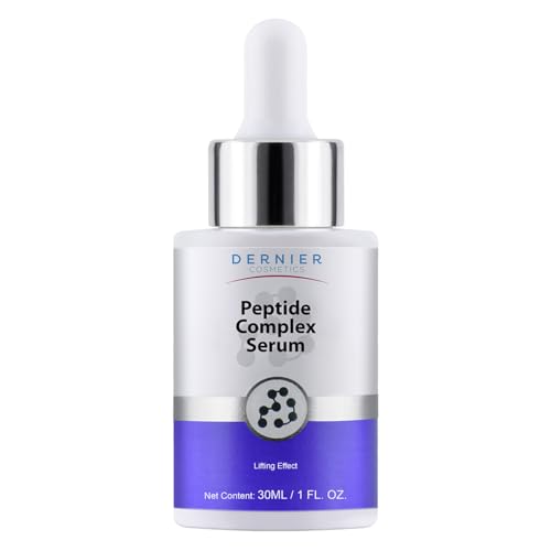 Dernier Peptide Serum for Face 5% - Powerful Multi-Peptide with Hyaluronic Acid Serum Skin Hydrating Brightening Dark Spot Treatment Anti-Aging Reduces Fine Lines & Wrinkles Antioxidant Glow (1 fl oz)