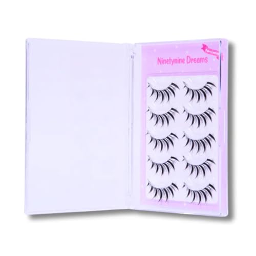 Ninetynine Dreams 5 Pairs Fairy Strip Lashes Cosplay Anime Dramatic Eyelashes 8-13mm C++ Curl Beginner Friendly Lightweight & Reusable Lash Waterproof Spiky Eyelashes Thin Comfortable Band