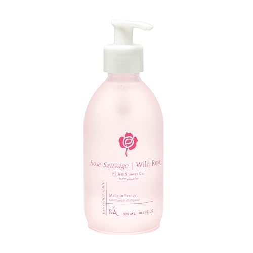 Provence Sante Cleansing Bath & Shower Gel - Moisturizing Almond Oil Body Wash for Dry Skin - Nourishing Floral Wild Rose Scent - Made in France - 10.2 Oz