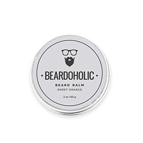 Beardoholic Beard Balm ? 100% Natural With Strong Hold That Lasts All Day - Shapes and Styles Beard With Ease ? Eliminate Beard Itch and Dandruff ? Light Orange Scent, 2 oz or 60 g Size of Container