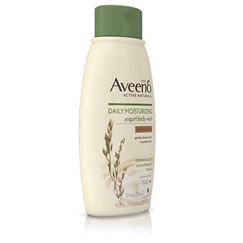 Aveeno Daily Moisturizing Yogurt Body Wash for Dry Skin with Soothing Oat & Vanilla Scent, Gentle Body Cleanser, 12 fl. oz (Pack of 3)