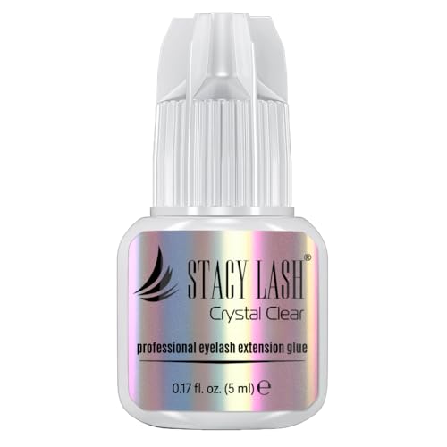 STACY LASH Crystal Clear Eyelash Extension Glue (0.17fl.oz/5ml)/1 Sec Drying Time/Retention ? 8 Weeks/Transparent Adhesive