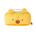 Impressions Vanity Winnie The Pooh Unfold Travel Makeup Bag with Embroidered Face Details, Middle Zipper Divider and Lined Interior, Gold Hardware Makeup Organizer, Travel Bag with Leather Top Handle