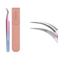 Eyelash Extension Tweezers,Fiber Tip Grip Boot Volume Lash Tweezers,Professional Pointed Lash Extension Tweezers for Easy Lash Application and Removal-F01