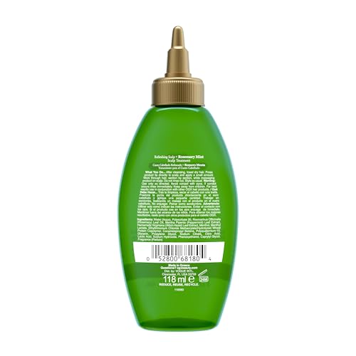 OGX Extra Strength Refreshing Scalp+Rosemary Oil Mint Dry Scalp Treatment, Peppermint & Witch Hazel Scalp Detox, Clarifying Leave-In,Help Remove Buildup,Refresh,Shiny Hair Finish,4 fl oz(Pack of 2)