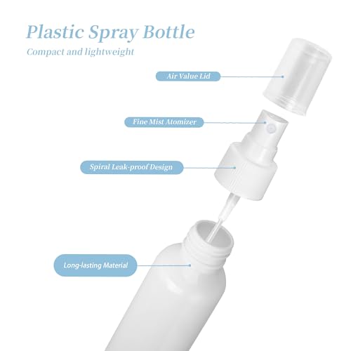 36 Pack White Small Spray Bottles 4 oz/120 ml Plastic Spray Bottles, Fine Mist Empty Small Travel Spray Bottle, Refillable Mini Sprayer Empty Bottle Bulk with Funnels and Labels