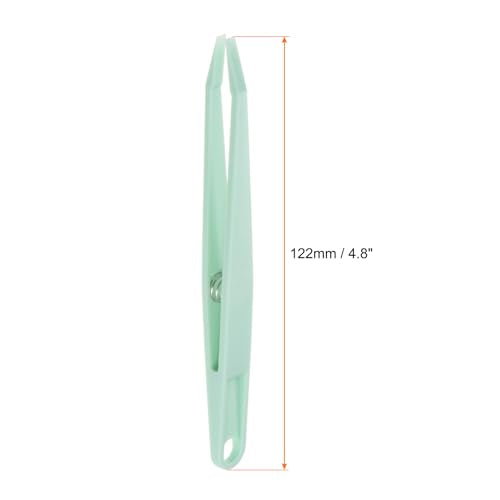 HARFINGTON 3pcs Sticker Tweezers for Crafting 4.53" Flat Tip with Spring Plastic Tweezers Craft Tweezers for Stickers, Scrapbooking, Eyelash Extensions, Green