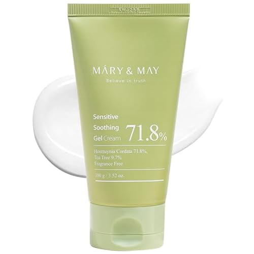 Mary&May Sensitive Soothing Gel Cream - Instant Cooling and Redness Relief, Pore-Tightening Face Cream with Tea Tree and Houttuynia Cordata Extracts - No Sticky, Refreshing Finish, 3.52oz.