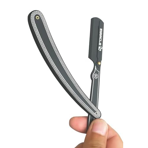 MIRACLE Professional Barber Straight Edge Razor ? Black Wooden Handle Men's Shaving Razor, Compatible with Half Edge Steel Blades ? Classic Close Shave for Barbers & Personal Grooming