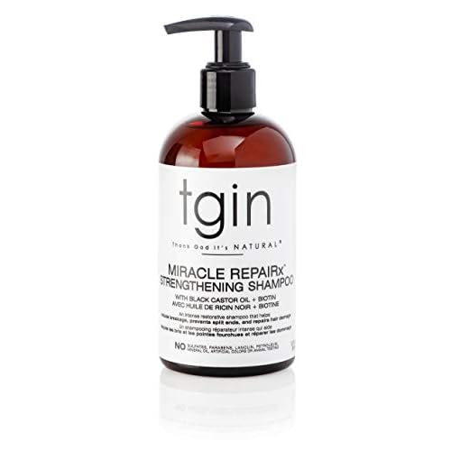 Thank God It's Natural tgin Miracle RepaiRx Strengthening Shampoo for Curly, Coily and Wavy Hair, with Black Castor Oil and Biotin, Repairs, Protects, and Restores Damaged Hair, 13 oz