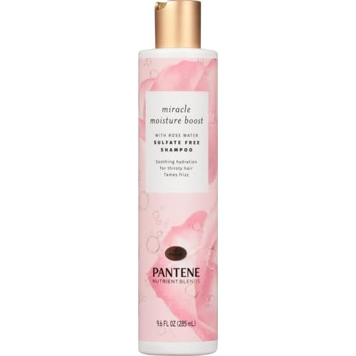 Pantene Nutrient Blends Miracle Moisture Boost Rose Water Shampoo for Dry Hair, Sulfate Free, Floral, 9.6 Fl Oz