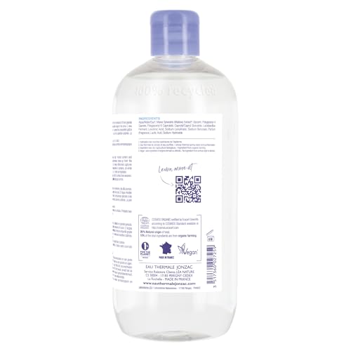 Eau Thermale Jonzac 99% Organic Micellar Water - Natural Eye & Face Makeup Remover - Hydrating With Thermal Spring Water - For Sensitive Skin - Non-Toxic - Agua Micelar Org?nica - 16.9 Fl Oz