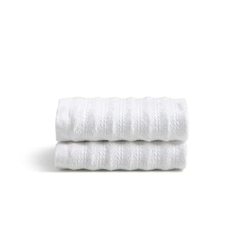 Cosy House Collection Luxury Rayon Derived from Bamboo Blend 2-Pack Towel Set - Ultra Soft, Absorbent and Quick Drying - Plush Cotton Hotel Spa Quality - 14" x 14" (Washcloth, White)