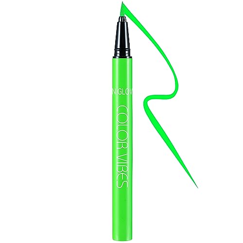 Neon Liquid Eyeliner Pen, Waterproof Smudge-proof Pigmented Eye Liner, Glow Brightly Under UV Lights, Colorful Eye Makeup For Rave Party Music Festival, Neon Green