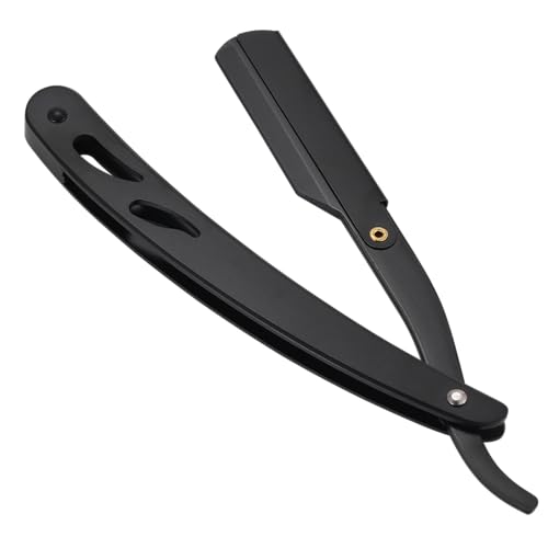 Straight Razor, Men Shaving Barber Razors,Manual Hair Shaver and Blades Antique Black Folding Shaving Knife Stainless Steel,Straight razor Holder (black)