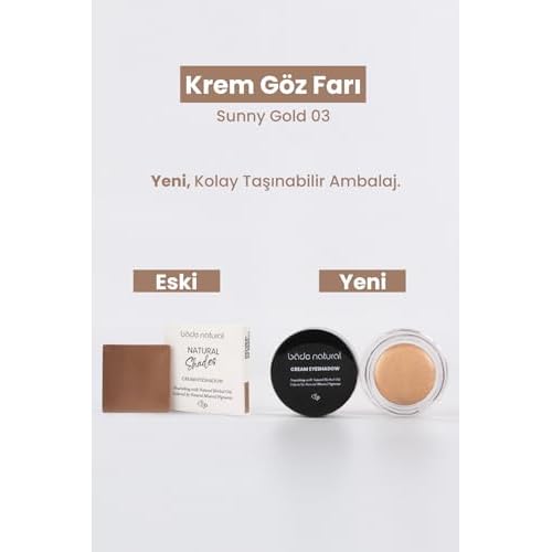 Bade Natural Cream Eyeshadow Sunny Gold 03 ? 100% Natural Shimmery Cream-to-Powder Eye Color ? Infused with Mica for Radiant Glow ? Long-Lasting, Blendable