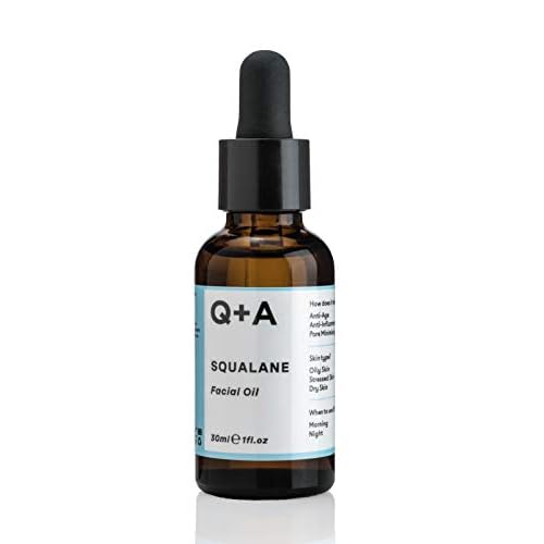 Q+A Squalane Facial Oil (30ml), Natural Hydrating Oil for Soft, Supple Skin, Vegan Formula Derived from Olive Oil, Fragrance Free Skincare, Delivers Deep Hydration for Silky Skin