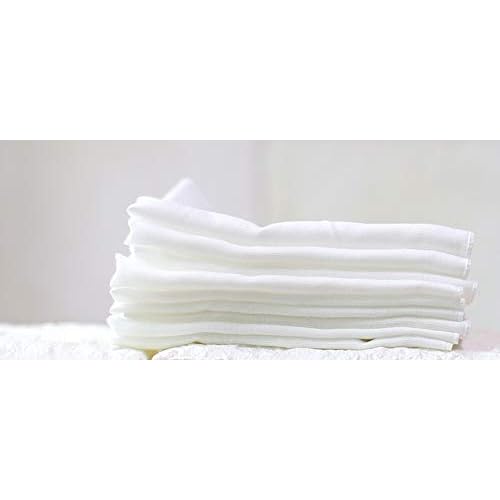 Angel-In-Moms [15 Packs] Natural Cotton 100% Soft Muslin Gauze Handkerchief, Face Washcloths, Makeup Remover Thin Towels, Wide Size 14 inch x 14 inch, Reusable Napkins Hankies Bath Towel (White)