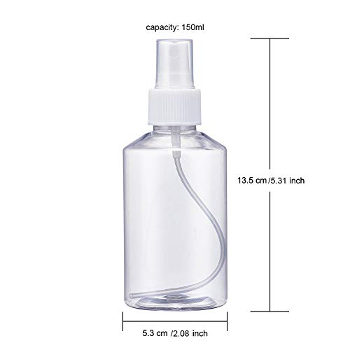 Pandahall 15Pcs Fine Mist Spray Bottles Empty Plastic Reusable Bottles with Pumps Clear 150ml/5oz for Essential Oils, Face Spray, Hair Spray, Travel