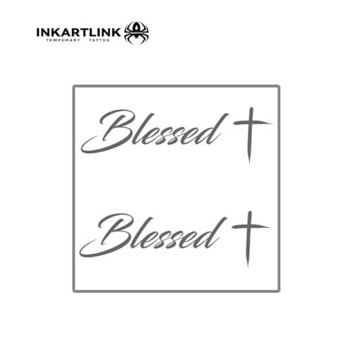 INKARTLINK Semi-Permanent Tattoos, Neck Area, Suitable for Cool Men and Women, Religious Temporary Tattoo, Realistic, Waterproof and Cruelty-Free (Blessing)