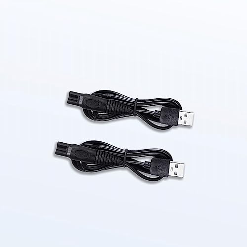 Qjin USB-A Charging Cable for Philips Norelco 2400, 3600 & MG5910 MG7910 MG7975 MG9510 MG9522 MG9575 - OneBlade QP1424 QP2724 QP2834 QP4530 QP6542 Trimmer & Shaver - 5V USB Charger Cord - 2 Pcs