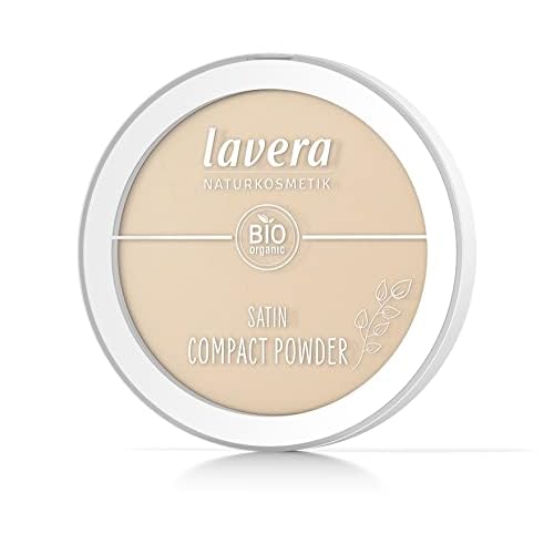 lavera Satin Compact Powder -Medium 02- nude - Almond Oil & Rice Powder - Vegan - Mattifying - Long-Lasting - Velvety Texture 0.32 Fl Oz
