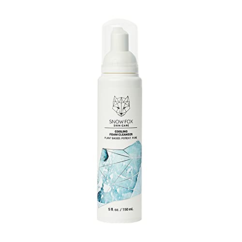 Snow Fox Skin Care Cooling Foam Cleanser ? SLS-Free Face Wash with Organic Aloe Vera & Peppermint Water ? Gentle, Non-Drying Formula for Oily, Combination & Sensitive Skin ? 5oz