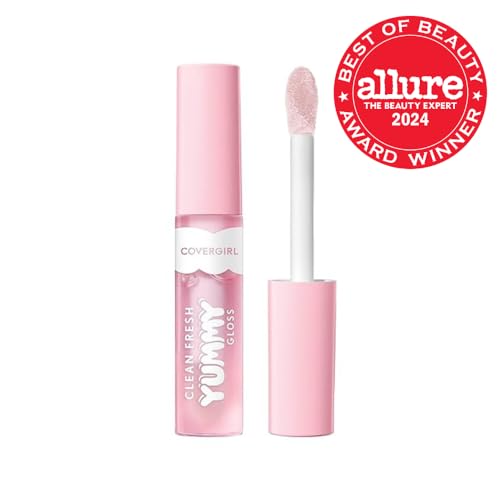 COVERGIRL Clean Fresh Yummy Lip Gloss, Sheer, Natural Scents, Vegan Formula - 100 Let's Get Fizzical, 0.33 fl oz
