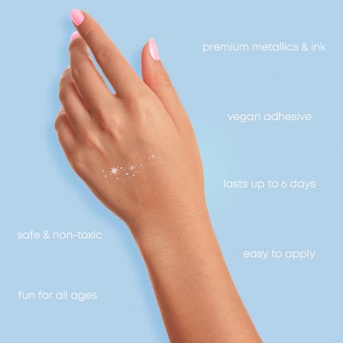 Flash Tattoos MILKY WAY SILVER temporary tattoos | 10 metallic foil tattoos | Birthday Party Favor | Festival Eye Jewels | Star Eye Jewel | Star party favor