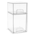 Sorbus Acrylic Storage Containers - 2 Pack, Stackable Storage Bins Set for Bathroom Organization - Clear Acrylic Drawer Organizers - Makeup Case Pull-Out Drawers (7.6¡¯¡¯ and 4.4¡¯¡¯ Tall)