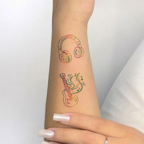 10 Sheet Music Note Temporary Tattoos,Cute Music Notes Tattoos Stickers for Birthday Party Supplies Favors, Waterproof Fake Instrument Note Tattoo for Women Body Art Decor Q857