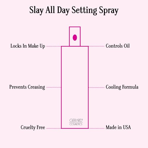 Gerard Cosmetics Slay All Day Makeup Setting Spray (Cucumber Scented), Matte Finish with Oil Control, Cruelty Free, Long Lasting Finishing Spray, 3.38oz (100ml)