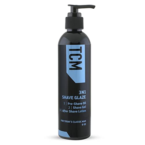 TCM 3N1 Men's Shave Glaze ? Pre-Shave, Shaving Gel & Aftershave ? Hydrating & Soothing Cruelty-Free Formula, for Comfort, Precision, and Easy Glide, 8 oz (Pack of 1)