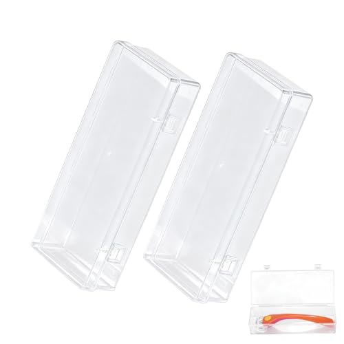 Razor Travel Case Compatible with Billie, 2 Pack Razor Protector Transparent Cover, Portable Plastic Shaver Storage Case with Double Clasp, Travel Holder for Razors and Blades, for Men and Women