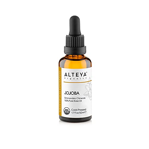 Alteya Organics Golden Jojoba Oil, Certified Organic Carrier Oil, 1.7 Fl Oz, Cold Pressed 100% Pure Simmondsia Chinensis (Jojoba) Seed Base Oil