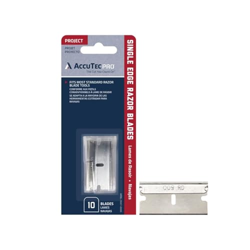 Single Edge Aluminum Backed Razor Utility Blades - 10-Pack - .009 In Made of High Carbon Steel for Extra Durability and Long Life - APBL-7037