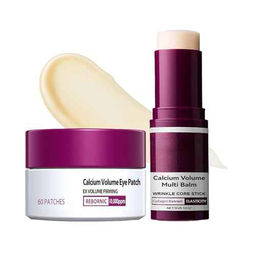 Eye Care Duo ? Calcium Volume Multi Balm Stick + Hydrogel Under Eye Patches 60ea (30 Pairs), Hydrating & Smoothing Eye Treatment, Gentle on Skin, Travel-Friendly