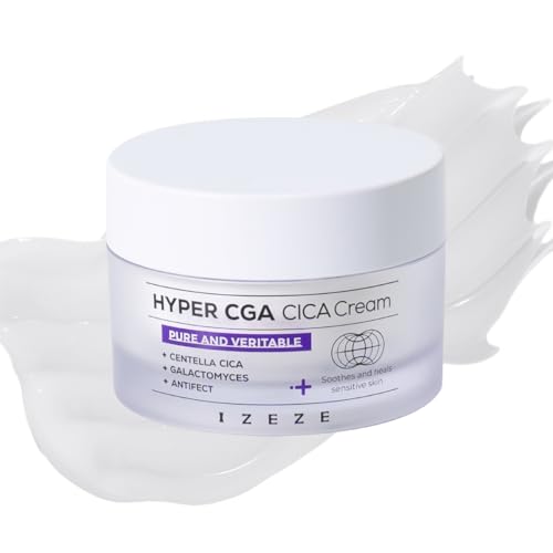 IZEZE Hyper CGA Cica Cream 1.69 fl.oz, 50 ml | Centella Asiatica for Calming, Korean Skincare Cream for Soothing, Acne Prone Skin, Low Irritation for Sensitive Skin, Skincare Coreano