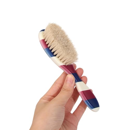 Professional Barber Straight Edge Razor and Barber Fade Brush Set Include 5 Blades, Straight Razor for Men Close Shaving & Hair Cutting (Red/White/Blue)