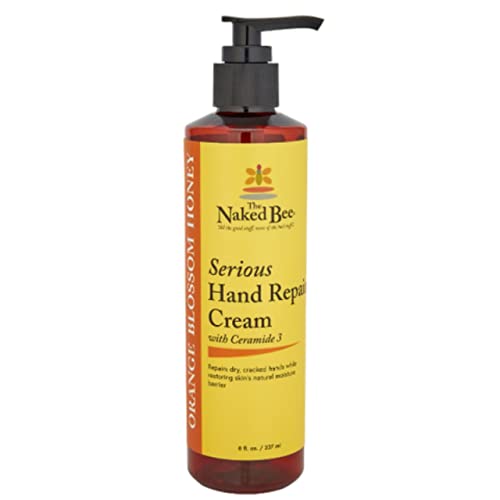 The Naked Bee Orange Blossom Honey Hand Cream (8 oz) Intensive Nourishing Cream for Smoother and Softer Hand - Unscented Deep Moisture and Repair for Dry Skin