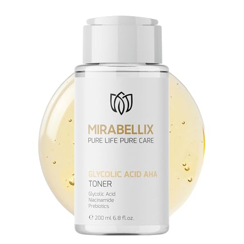 Glycolic Acid AHA Toner 200ml - Exfoliating Face Toner with Niacinamide, Prebiotics & Witch Hazel Water for Oily, Combination, and Blemish-Prone Skin - Brightens, Smooths, and Tightens Skin