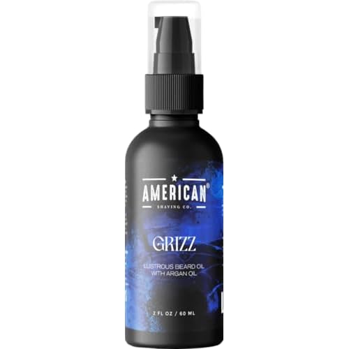 American Shaving Co. Grizz Organic Beard Oil for Men | 100% Pure Argan Oil & Conditioner | Non-Greasy Beard Softener for Thicker, Fuller Growth | Best Premium Grooming Product | USA Made