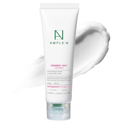 COR?ANA AMPLE:N Ceramide Shot Cream - Hydrating Moisturizer Unscented for Dry and Sensitive Skin ? Strengthening Skin Barrier ? Skin Repair Cream for Rough Skin,1.69 oz.